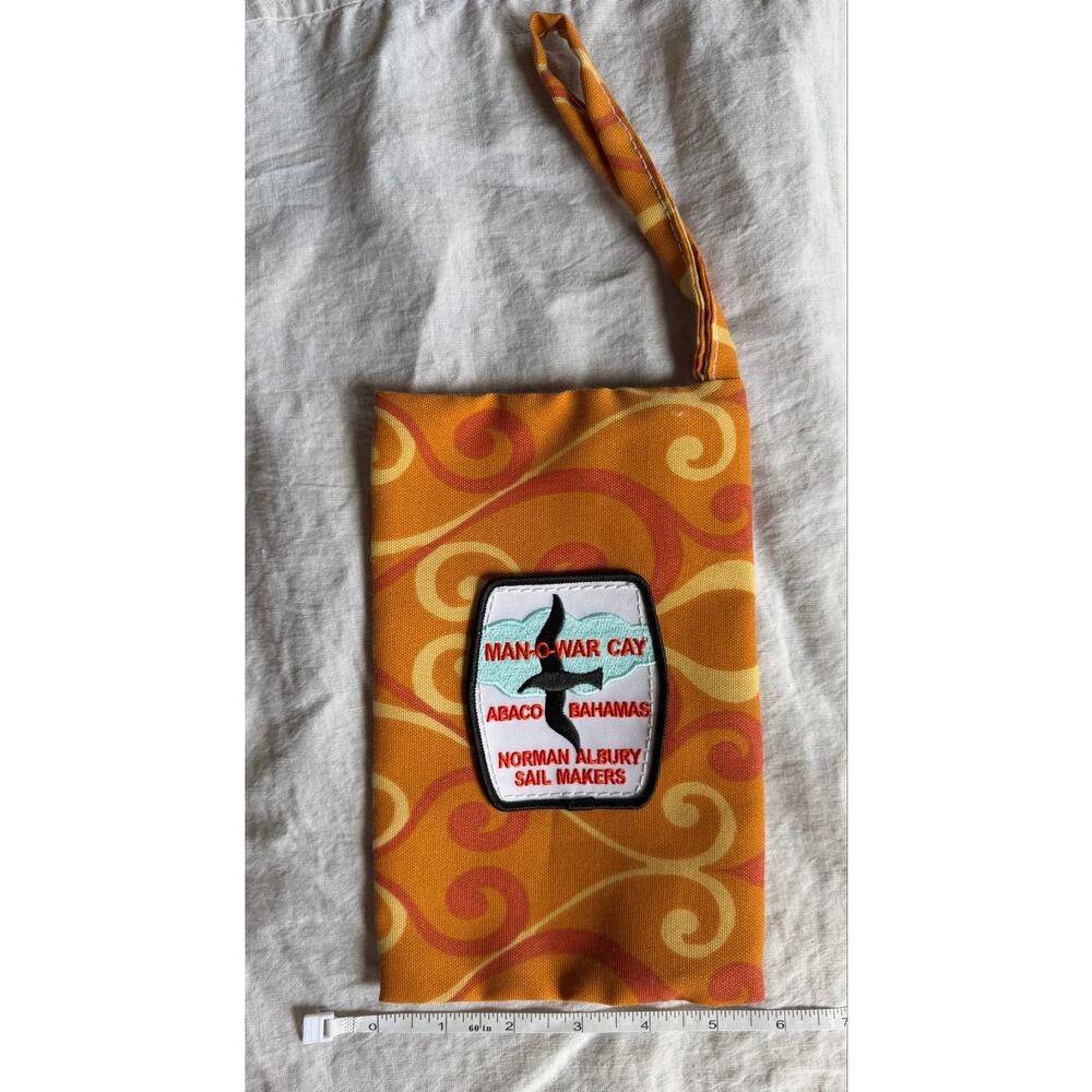 Man-O-War Cay Bahamas Norman Albury Sailmakers Wristlet Pouch Orange Zip Bag